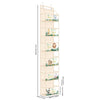 A vertical wooden over-the-door hanging organizer with clear compartments for storing small items.