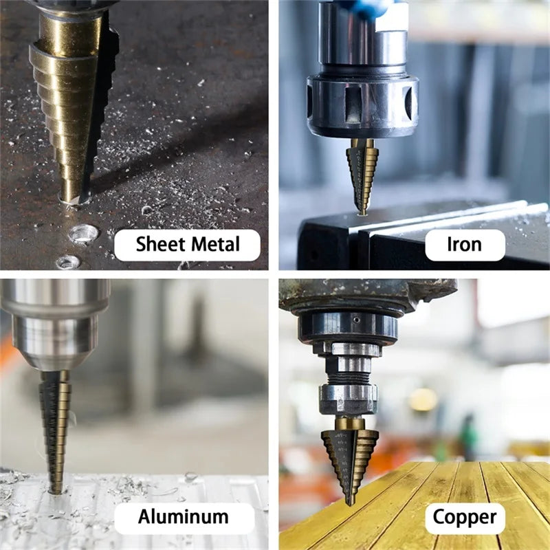 HSS Cobalt Step Drill Bit Set for Metal & Sheet Material