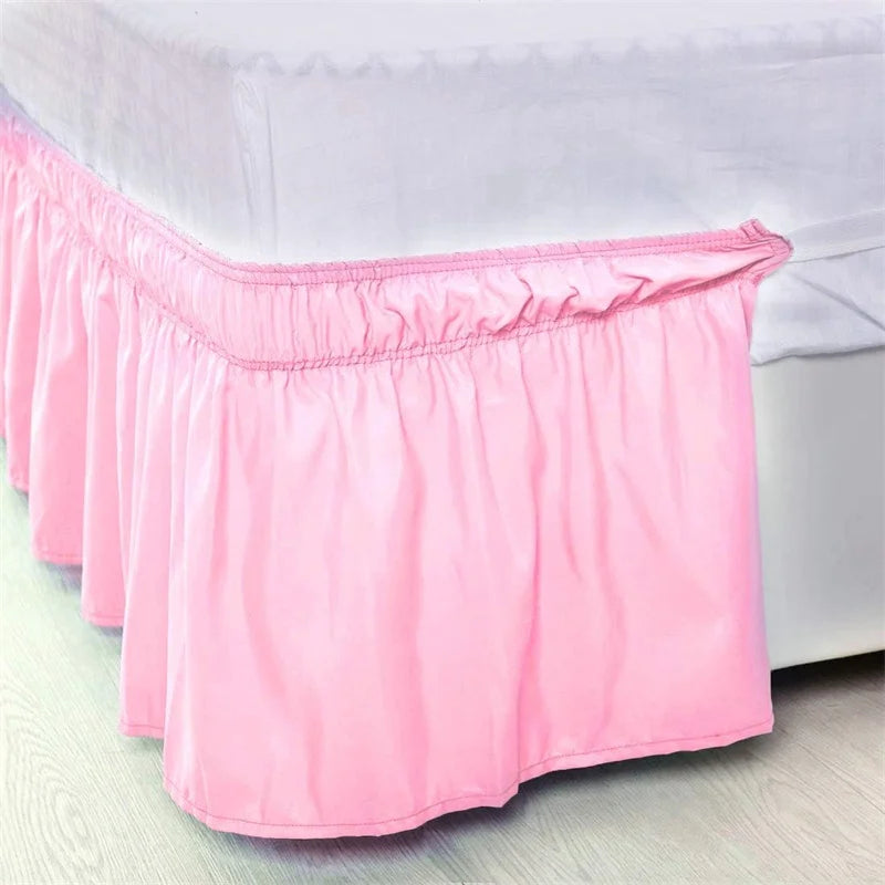 Ruffled Bed Skirt with Elastic Band – No-Lift, Wrinkle-Resistant Design