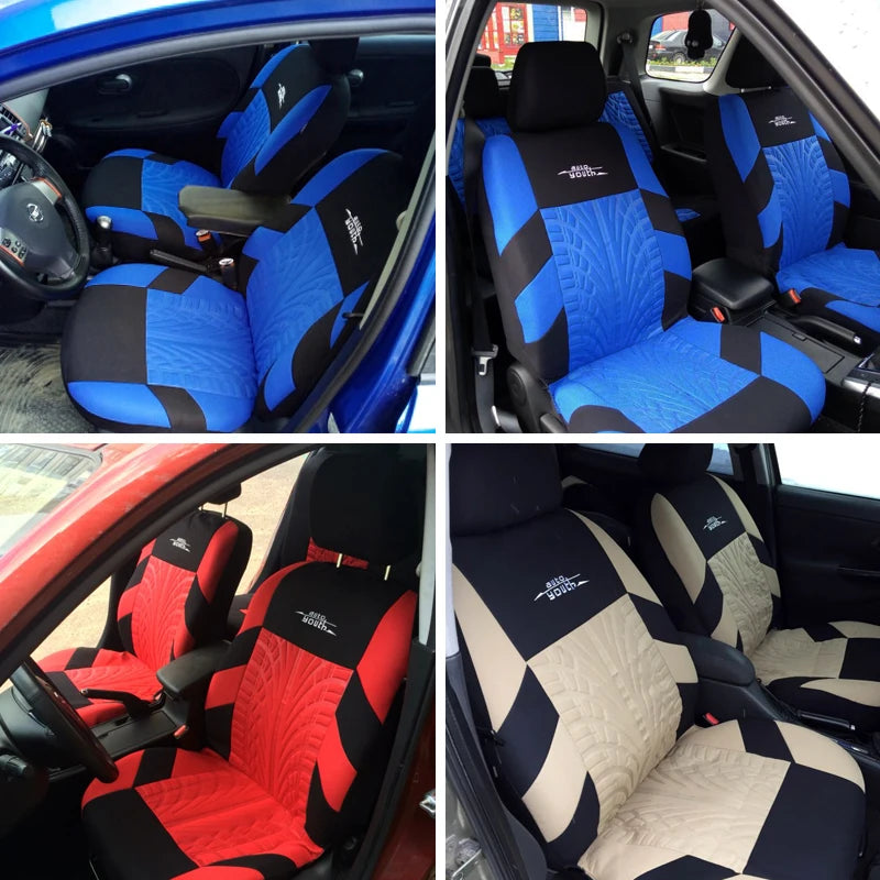 Universal Car Seat Covers Set with Track Detail Design