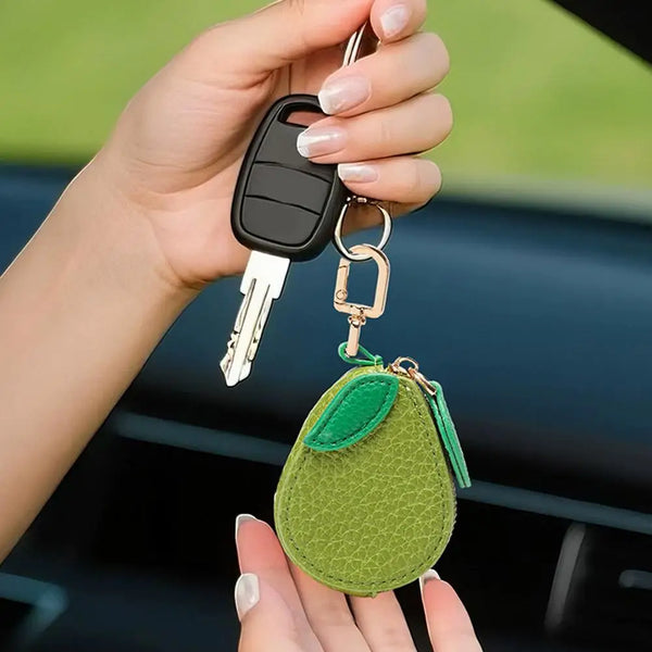 Fruit-Shaped PU Leather Coin Purse Keychain