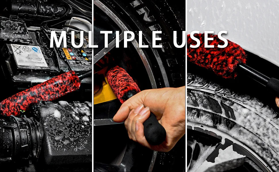Plush Wheel Cleaning Brush Set for Cars and Motorcycles