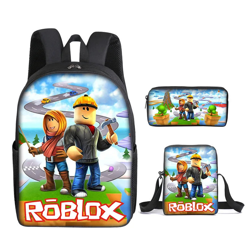 Roblox-Inspired 3-Piece Canvas Backpack Set