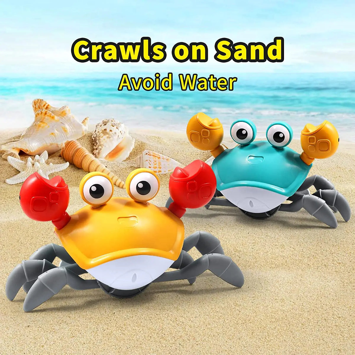 Interactive Musical Crawling Crab Toy with Obstacle Avoidance