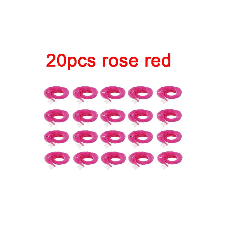 20 pieces of rose red fuzzy wiggly worm magic trick with an invisible string