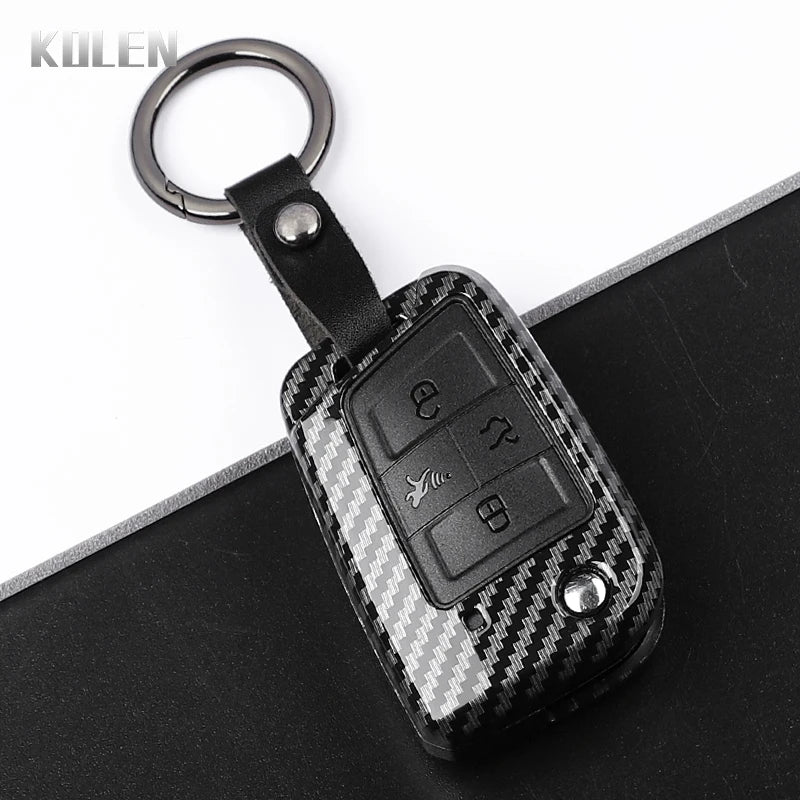 Carbon Fiber Car Key Case Cover for VW, SEAT & Skoda