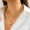 Gold Heart Pendant Choker Necklace