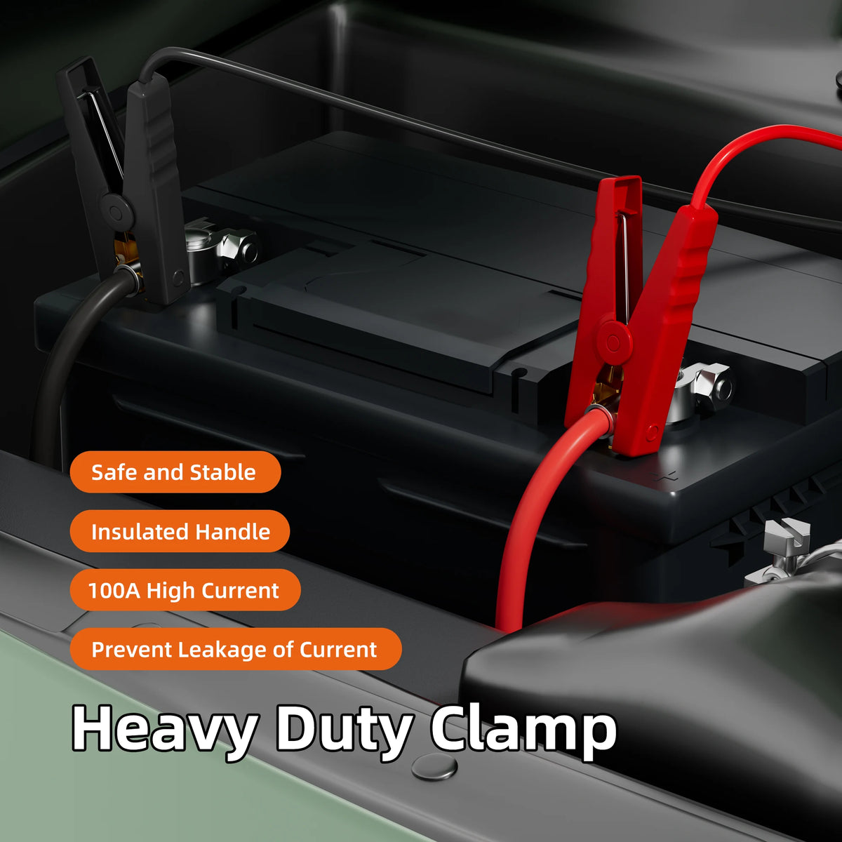 6FT Jumper Cable Clamps with Power Tool Battery Adapter