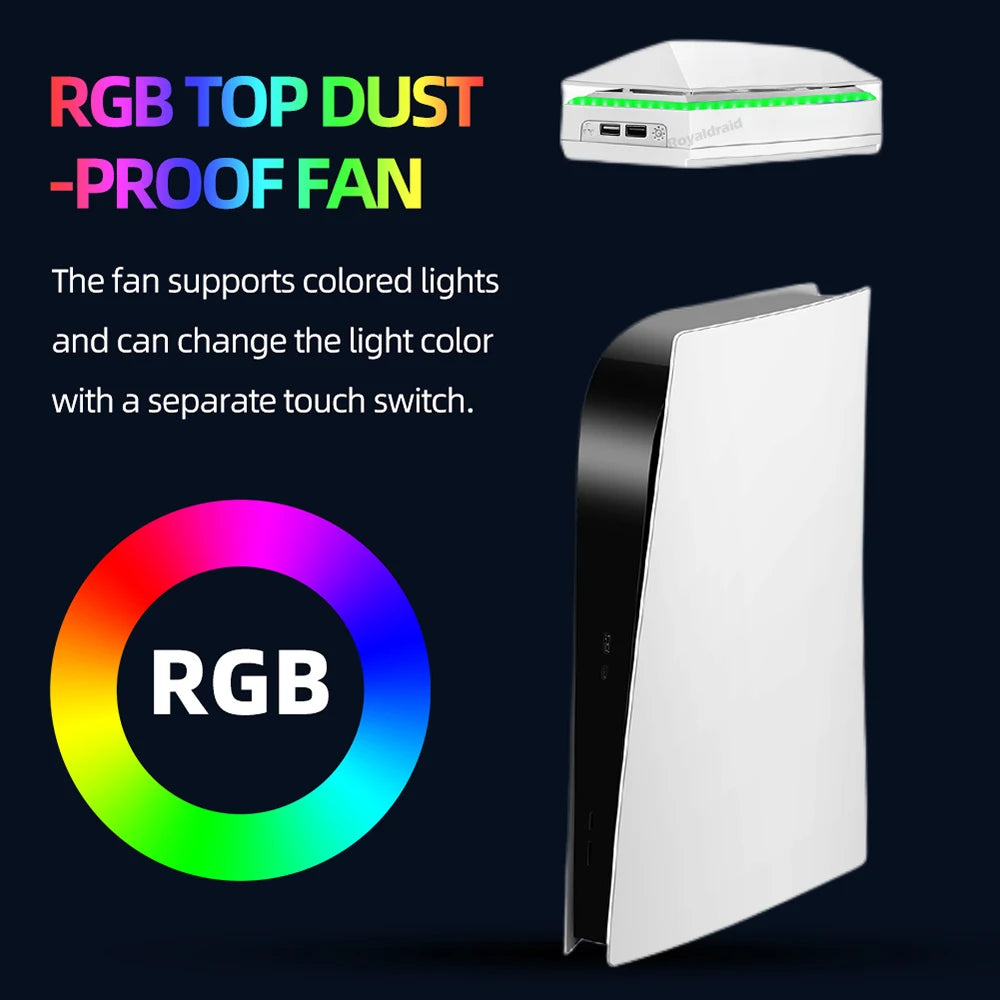 PS5 Cooling Stand with RGB Lighting and Dust Cover