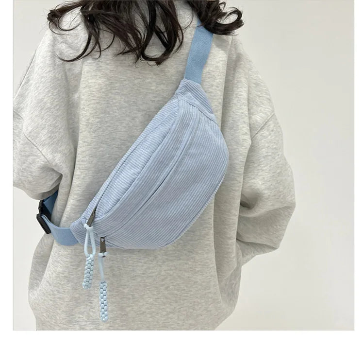 Corduroy Waist Pack for Women – Versatile Crossbody & Shoulder Bag