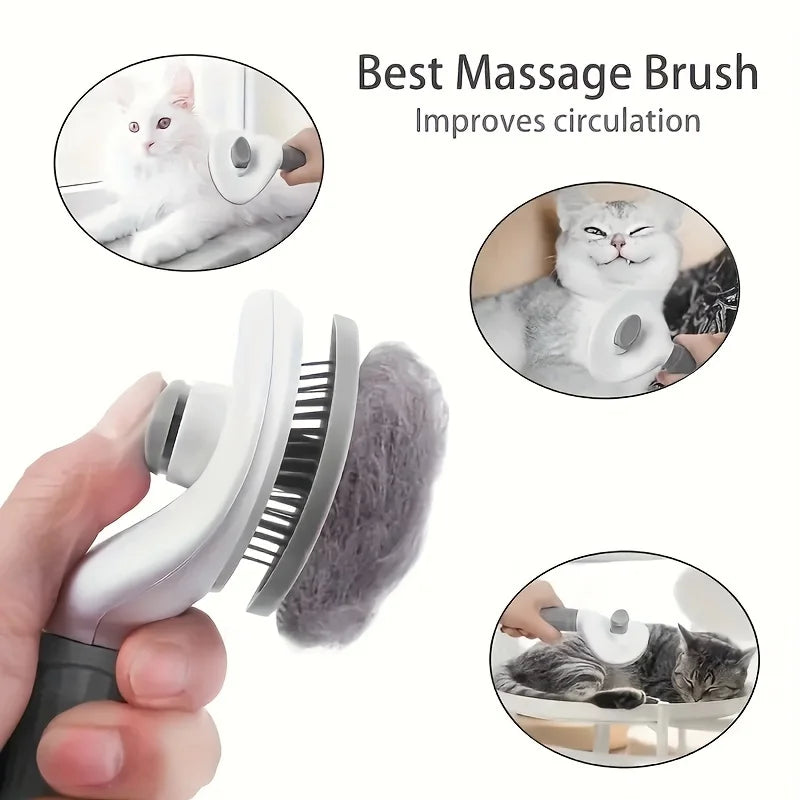 Brosse de toilettage auto-nettoyante en un clic pour animaux