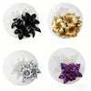 Trois moules en silicone en forme de fleurs noirs, or et violets pour cire de bougie