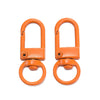A pair of orange alloy lobster clasp hooks for DIY jewelry making.