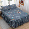 Elegant Elastic Fitted Bed Sheet Set with Lace Skirt and Pillowcases