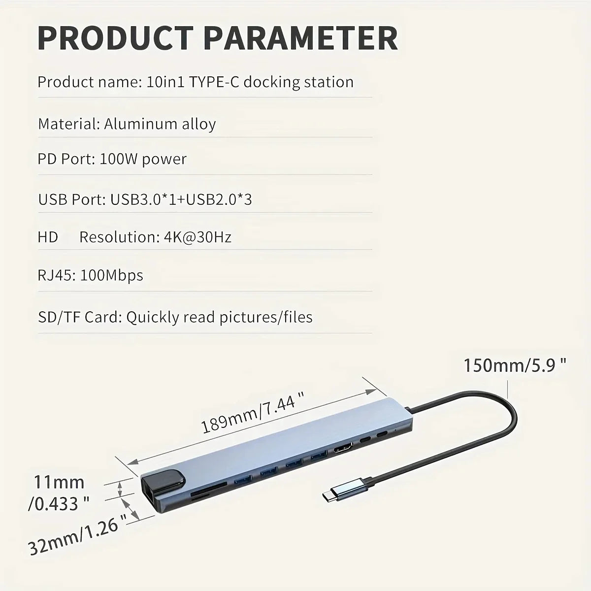 10-in-1 USB-C Hub with 4K HDMI, Ethernet, and 100W PD