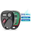 A black replacement remote car key fob with LOCK and UN LOCK buttons, featuring 2+1 buttons and operating at 315 MHz.