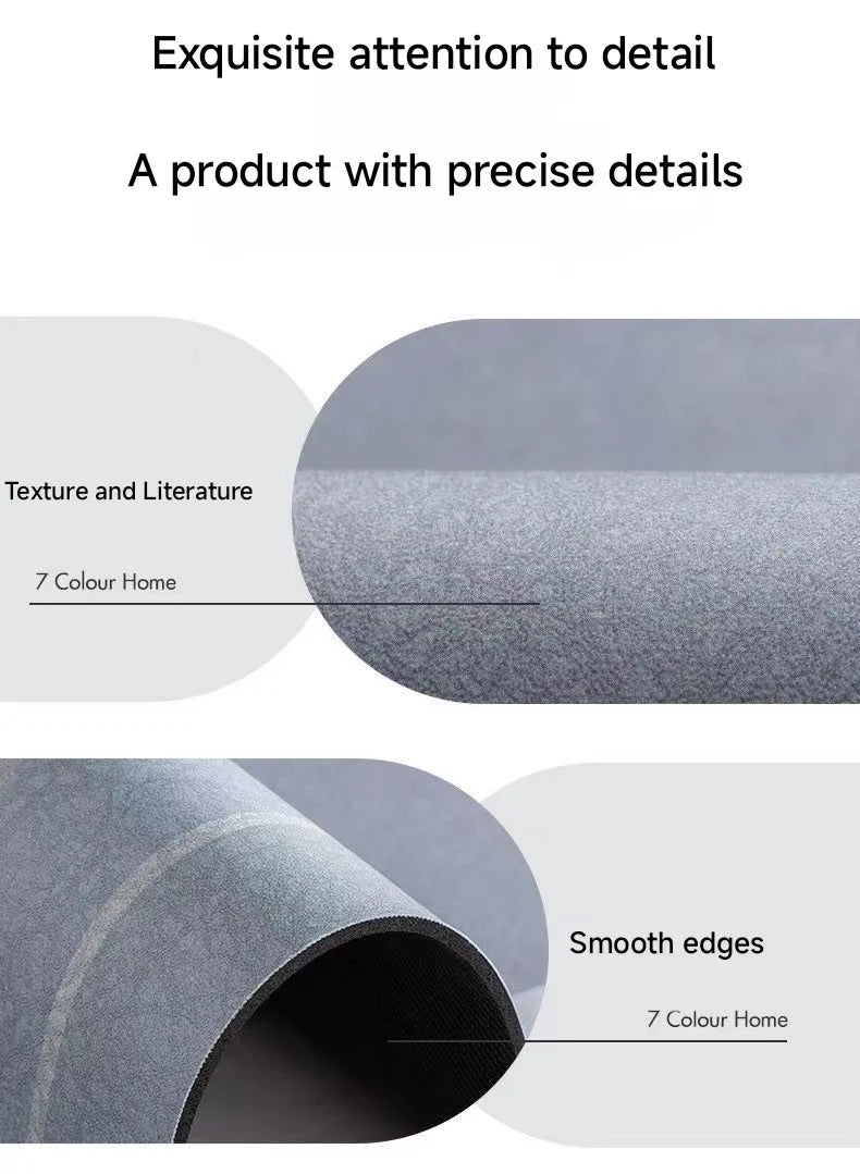 Close-up view of a grey bath mat showing texture, smooth edges, and non-slip rubber base.
