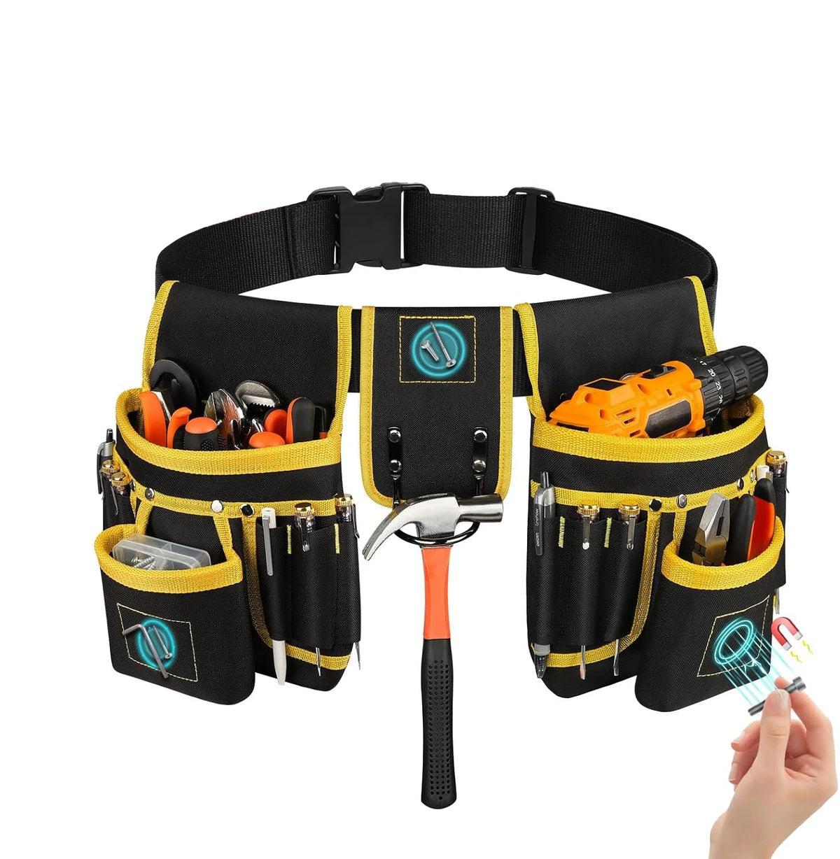 Heavy-Duty Tool Belt with Detachable Pouches & Adjustable Waist Strap