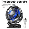 USB-Rechargeable Clip-On Desk Fan with Digital Display