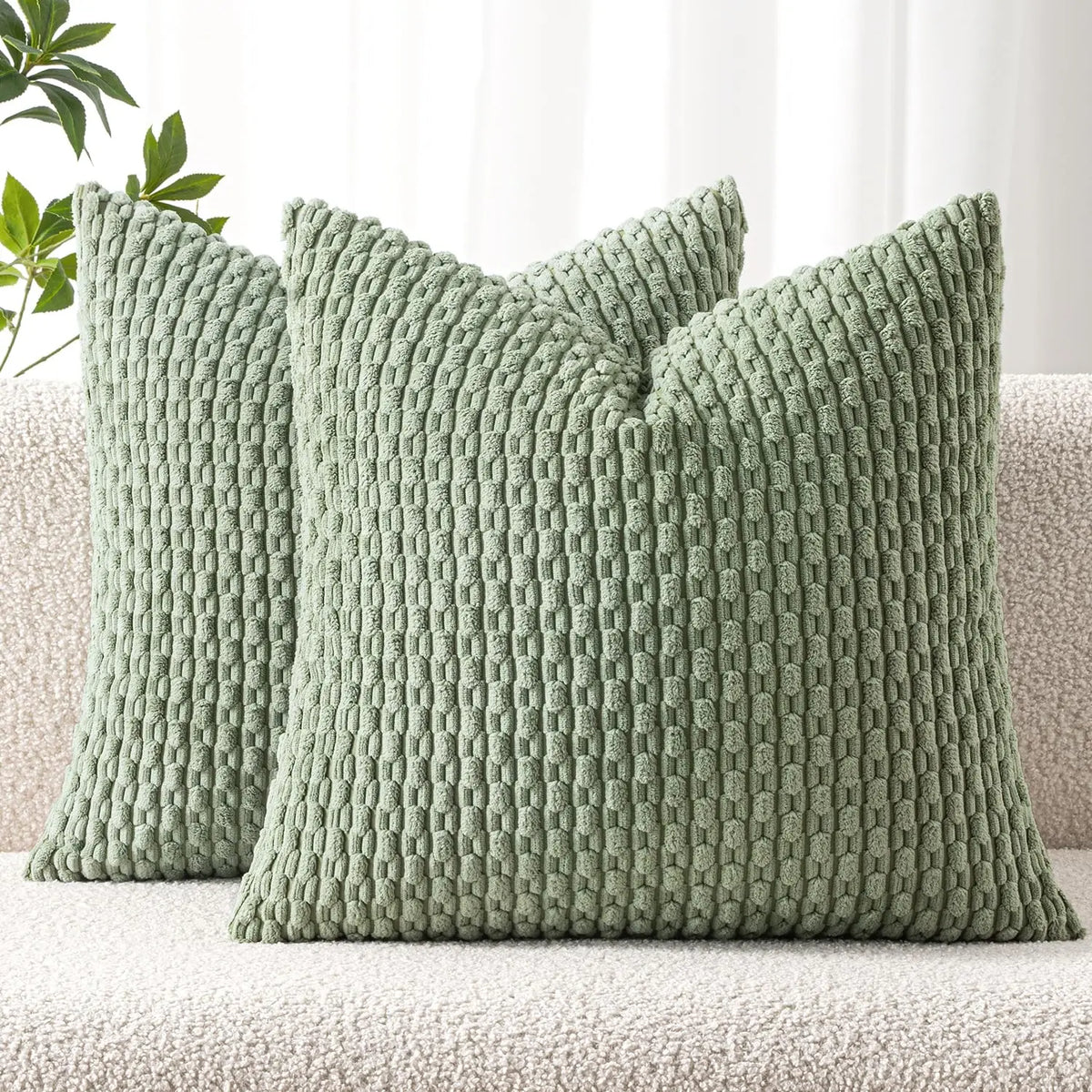 Striped Corduroy Throw Pillow Covers - Farmhouse Boho Decor