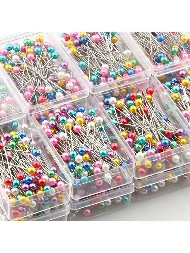 Colorful Glass Head Sewing Pins (100-Piece Set)
