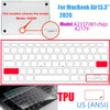 A close-up view of an ultra-thin TPU keyboard cover for a MacBook Air, showing the layout and design.