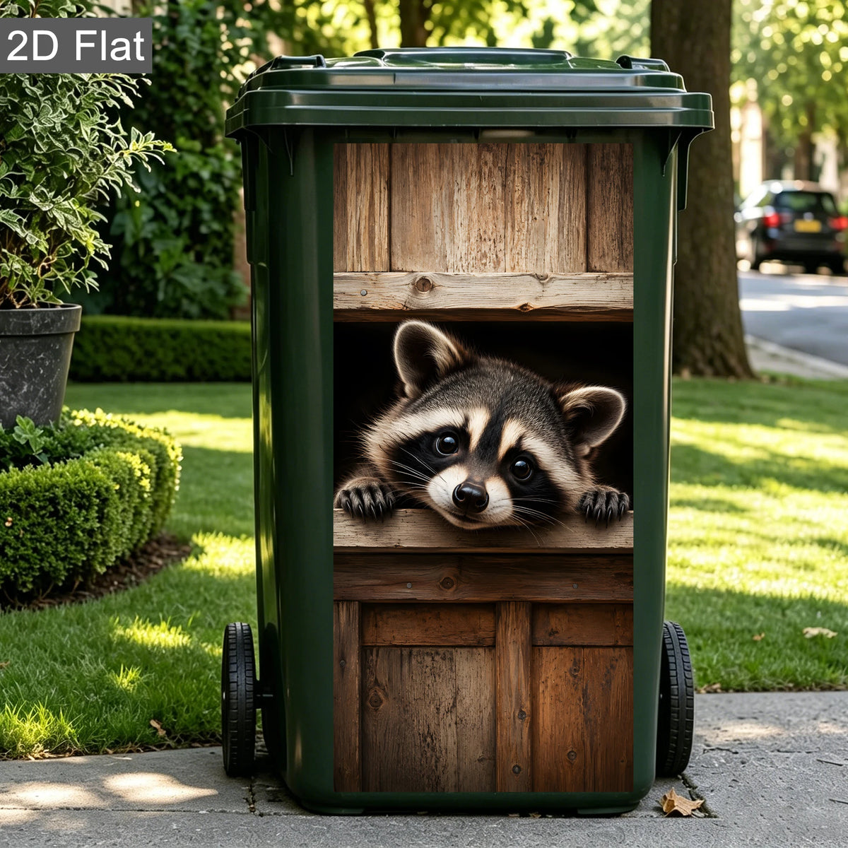 Raccoon Wheelie Bin Decal - Waterproof Outdoor Sticker