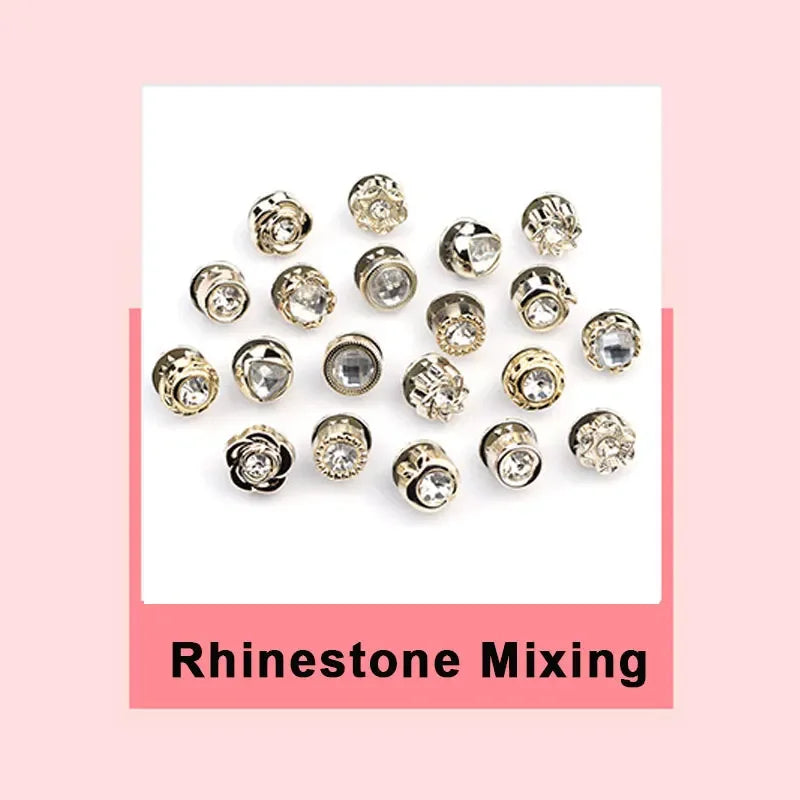 Pearl Rhinestone Brooch Pins with Secure Clasp (Set of 10)