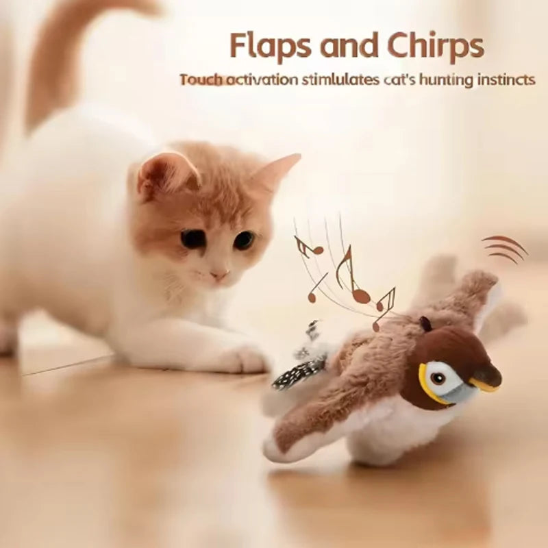 Interactive Chirping Bird Plush Toy for Cats
