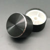 A close-up view of a black aluminum knob with a knurled texture, used for 6mm shaft potentiometers and encoders.