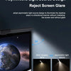 A monitor light bar illuminates a desktop area with an asymmetric light source design to reject screen glare.