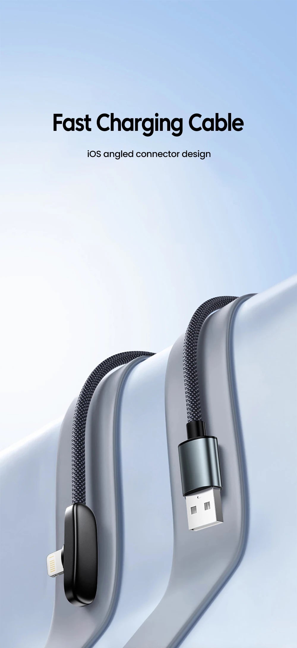 Right-Angle USB to Lightning Cable with Braided Nylon