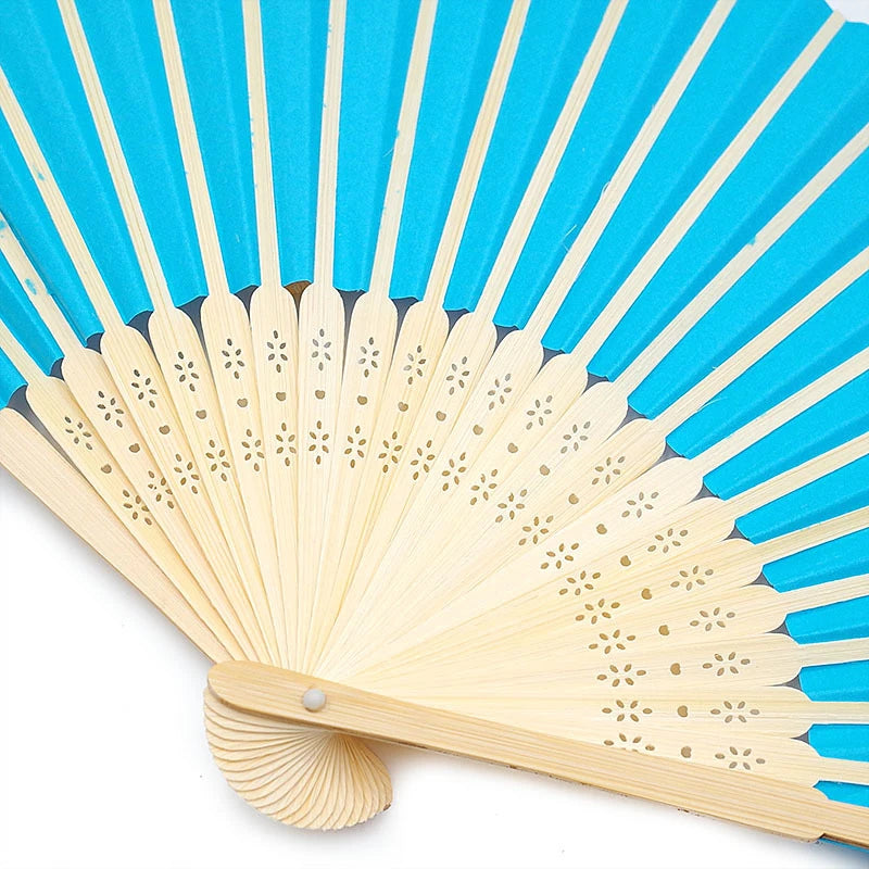 Classic Bamboo Folding Fan with Blank Canvas Design