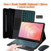 Black Touch Backlit Keyboard and Mouse combo with 7 color backlight shown next to a tablet.