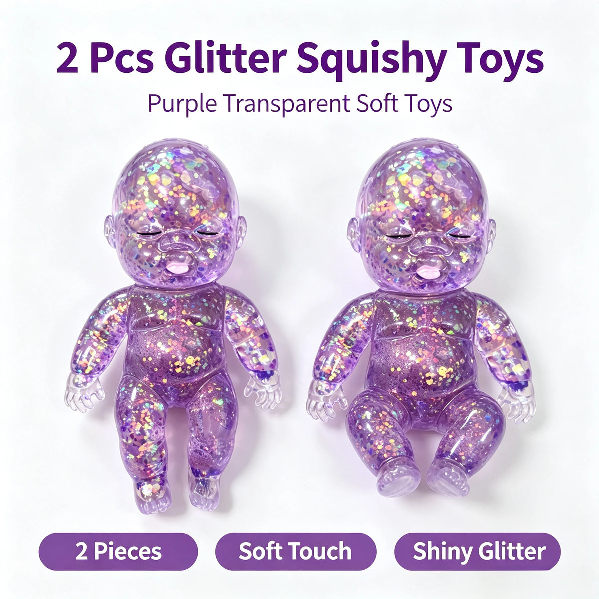 Glitter Squishy Fidget Toy - Slow Rebound Stress Relief for Kids and Adults