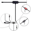 Diagram showing the components of a universal car windshield AM/FM radio antenna signal booster kit.