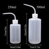 A set of clear plastic tattoo squeeze bottles with precision tips, labeled for 250ml and 500ml sizes.