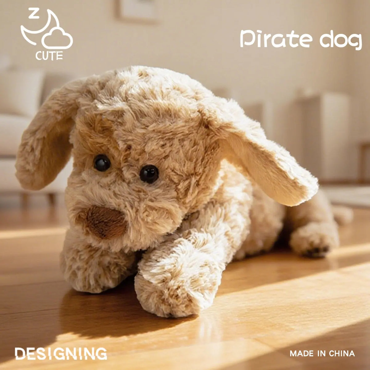 Curly Teddy Dog Plush Pillow – Soft Cuddly Stuffed Animal