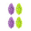 Five pairs of reusable microfiber mop slippers for dusting and cleaning, shown in purple and lime green.