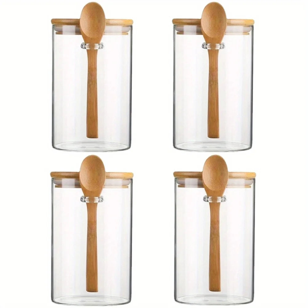 Airtight Glass Overnight Oats Jars with Spoon (16 oz)