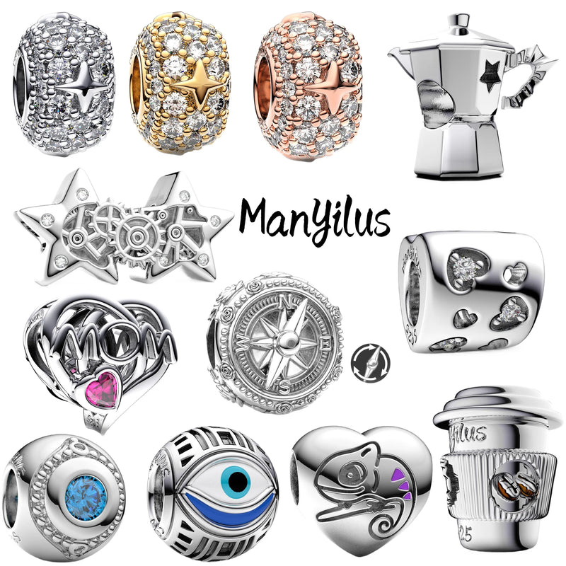 925 Sterling Silver Charm Set with Cubic Zirconia
