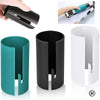 A set of compact safe paper cutters shown in various views and with a hand for scale.