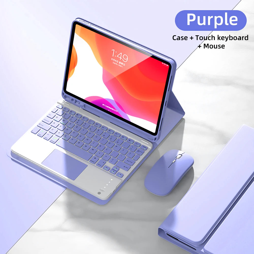 iPad Keyboard Case with Detachable Bluetooth Keyboard and Mouse