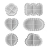 A set of five silicone tray molds for crafting resin, gypsum, and clay with decorative edges.