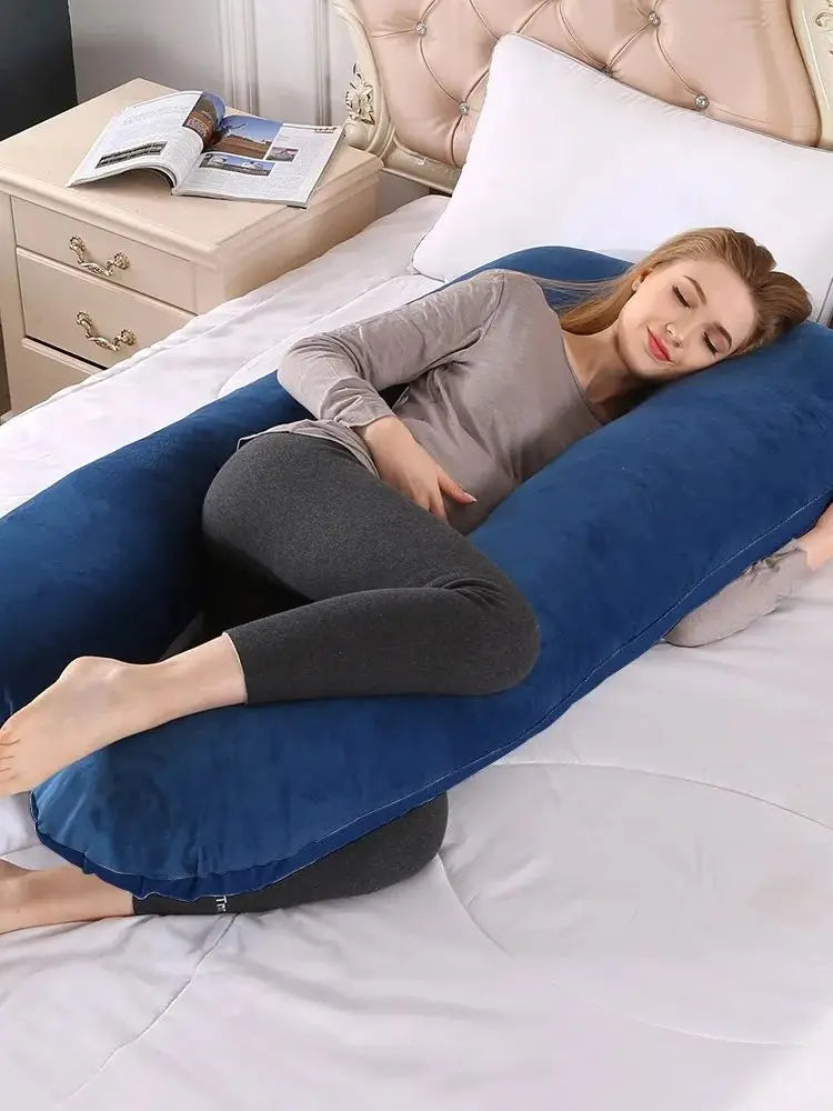 U-Shaped Full Body Pregnancy Pillow with Removable Velvet Cover