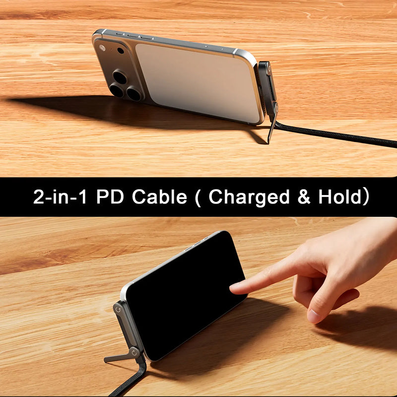 Foldable 2-in-1 USB-C Phone Holder & Charging Cable