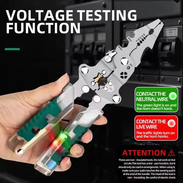 Foldable Multifunctional Wire Stripping Pliers with Voltage Detection