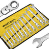 Metric Ratcheting Wrench Set with Flex-Head and Carry Bag
