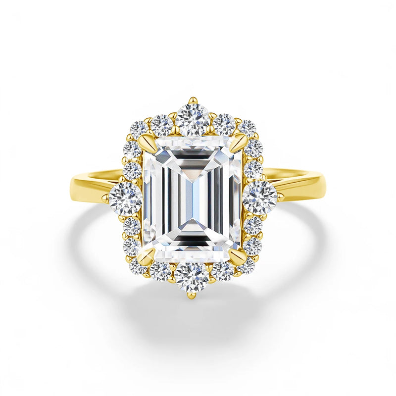 3ct Emerald Cut Moissanite Stackable Ring Set in 14K Gold Filled