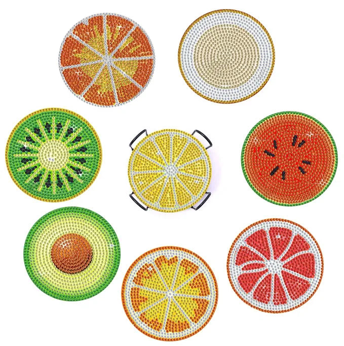 DIY Diamond Painting Wooden Coaster Set (8 Pieces)